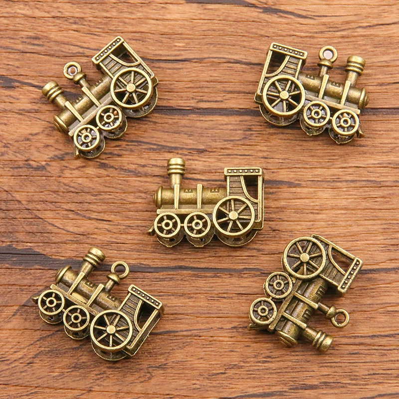 4Pcs 21*27mm 6 Color 3D Steam Train Charms Transportation Pendants Handmade Decoration Vintage For DIY Jewelry Making Findings