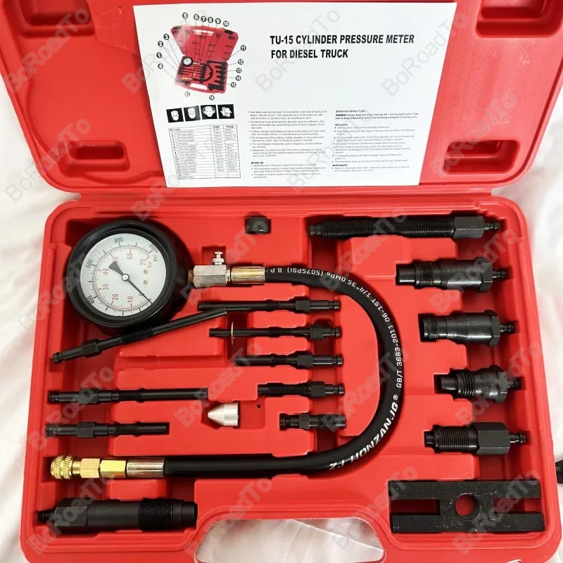 17pcs Diesel Engine Compression Cylinder Pressure Tester Gauge Kit Set SK1028