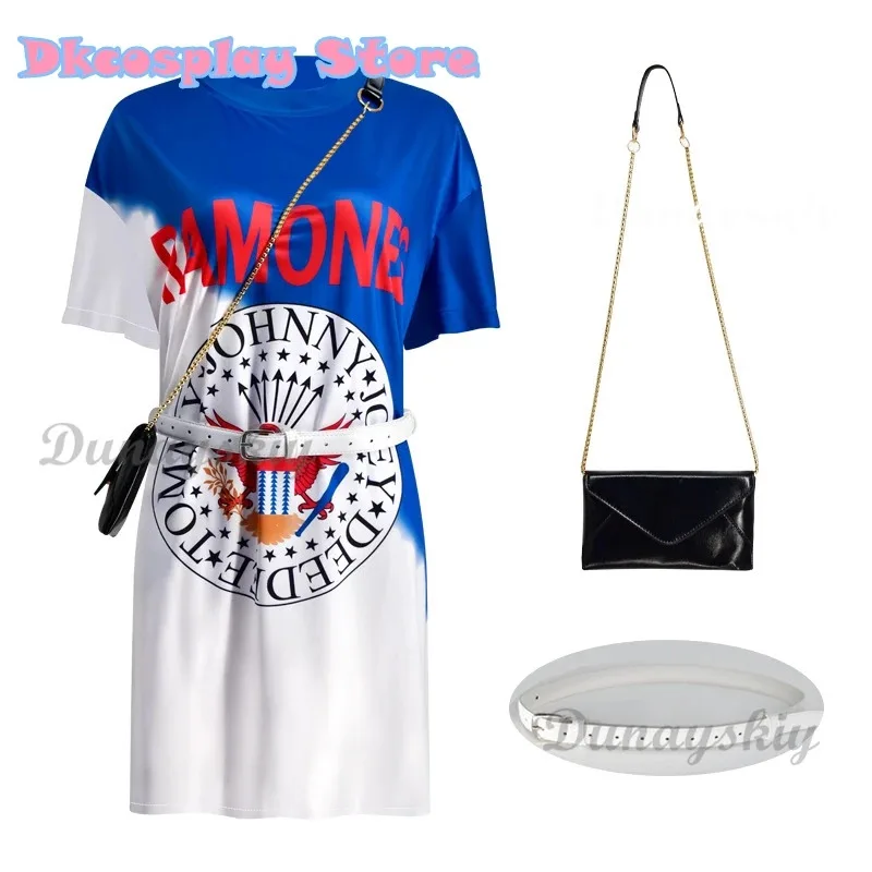 فيلم بلدي خطأ تأثيري كولبا ميا فستان الكتابة على الجدران طويل تي شيرت حقيبة بحزام حفلة الهالوين Cosplays النساء الجدة أزياء غير رسمية