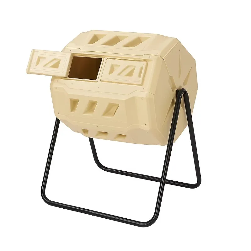 Compost Bin OutdoorHeavy-Duty Steel Frame, Rotating Tumbler with Sliding Doors