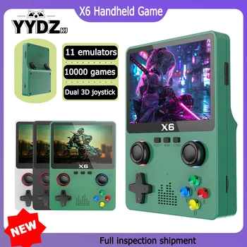 New X6 Game Console Retro Video Game Console 3.5 inch IPS Dual Joystick 11 Simulators GBA Handheld Game Players Gifts for Kids