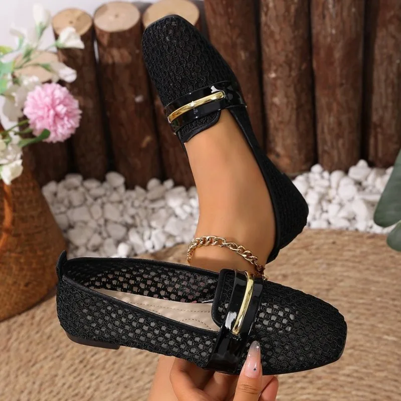 2026 Sommer Damen Mary Jane Flache Schuhe, Neue Runde Zehenpartie, Netzstoff, Hohldesign, Ballerinas, Bequeme Outdoor-Freizeitschuhe zum Gehen – Detail 11