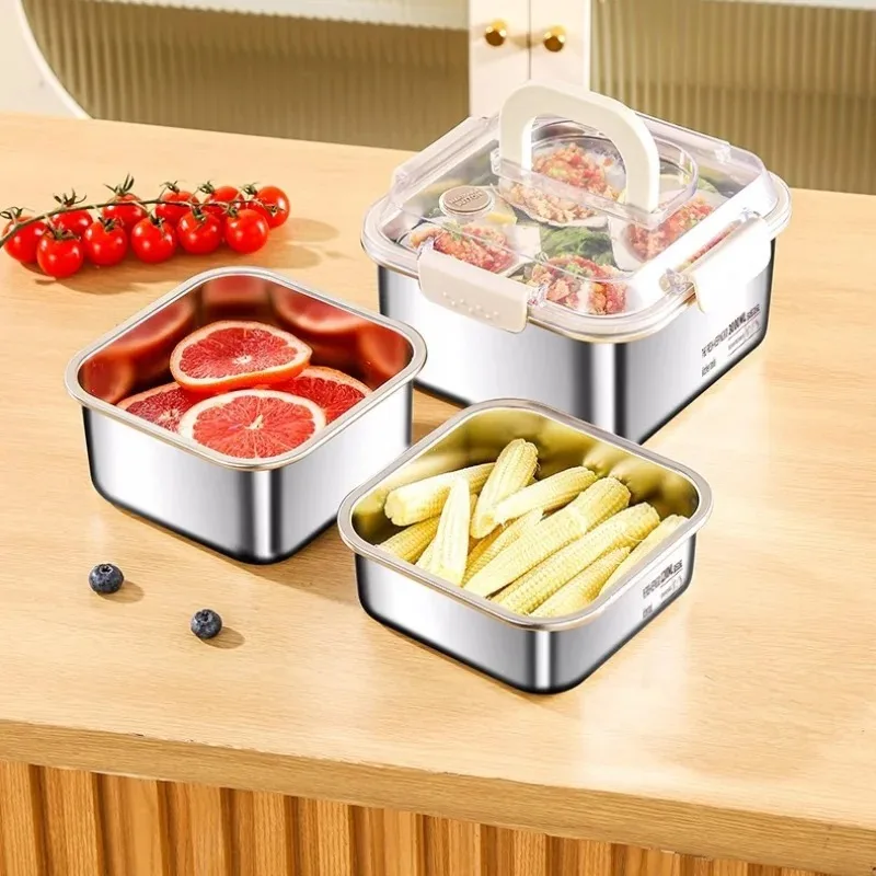 Food-grade Refrigerator 316 Stainless Steel Lunch Box 304 Food Grade Office Worker Specific Portable Divided Meal Box Set