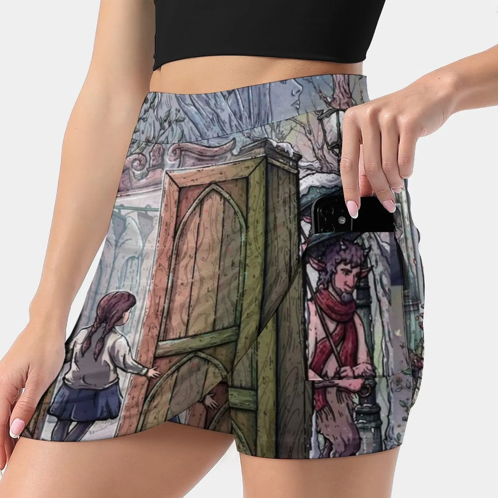 Lucy'S Discovery , Narnia Fan Art Women's skirt Mini Skirts A Line Skirt With Hide Pocket Narnia Cs Lewis Lion Witch Wardrobe