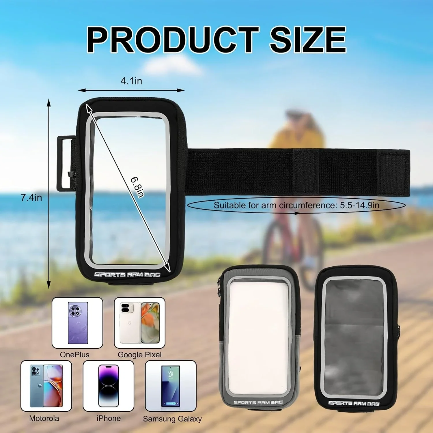 حقيبة هاتف رياضية مقاومة للماء وقابلة للتنفس لركوب الدراجات والجري وحقيبة مناسبة للهاتف المحمول مع شريط مطاطي #4