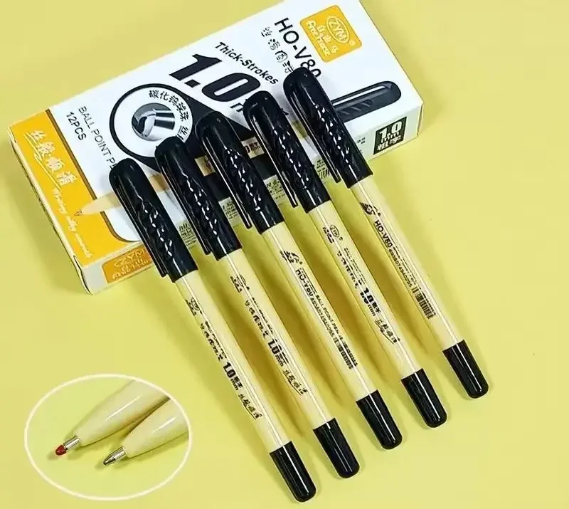 Ziyouma 1.0mm Thick Stroke Ballpoint Pen Smooth Silk Writing No Ink Jamming Ballpoint Pen For Student School Work