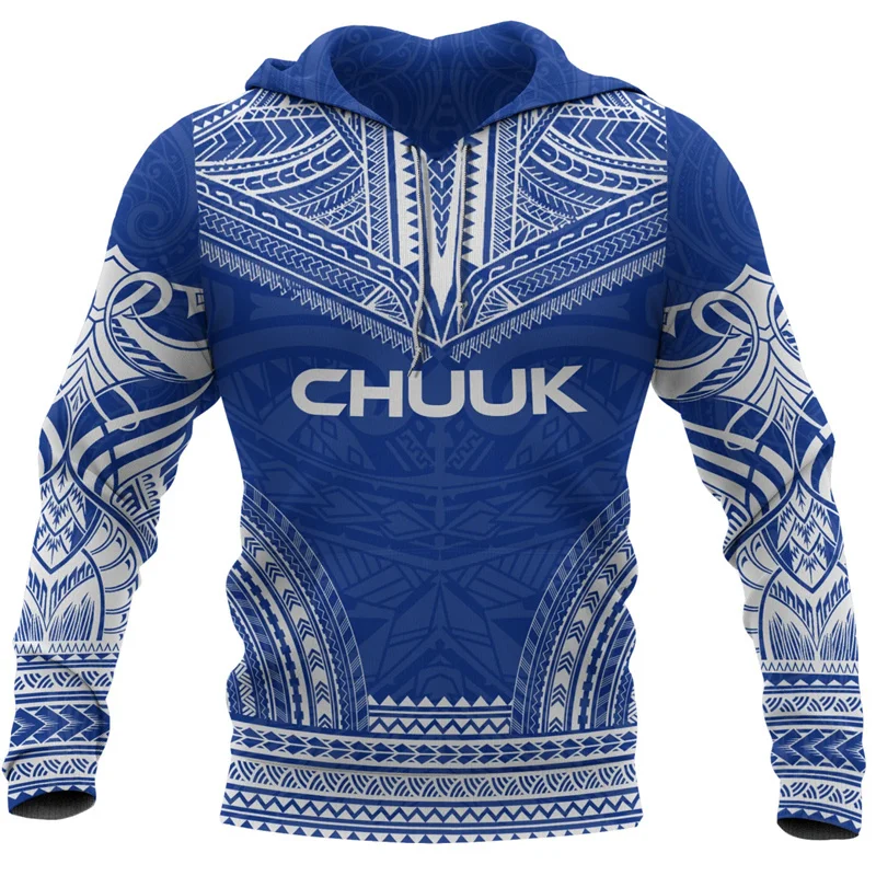 Chuuk State 3D Printed Hoodies Fashion Trend Long Sleeve Micronesia Chuukese Warrior Flag Pattern Pullovers Casual Loose Hoody