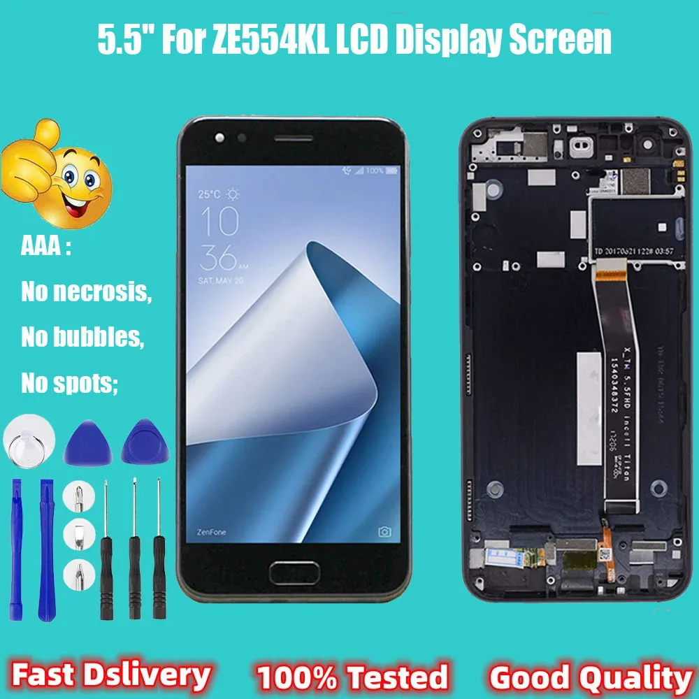 AMOLED 5.5” LCD for ASUS Zenfone 4 ZE554KL Z01KDA Z01KD LCD Display Touch Screen Digitizer Assembly w Frame For Asus ZE554KL LCD