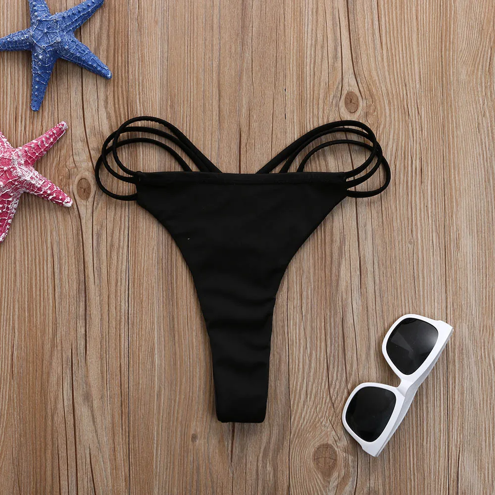 Sexy Swimwear Hollow Out Bottoms Women Briefs Bikini Bottom Side Ties Brazilian Thong Swimsuit Tanga Biquini Short Swim Trunks