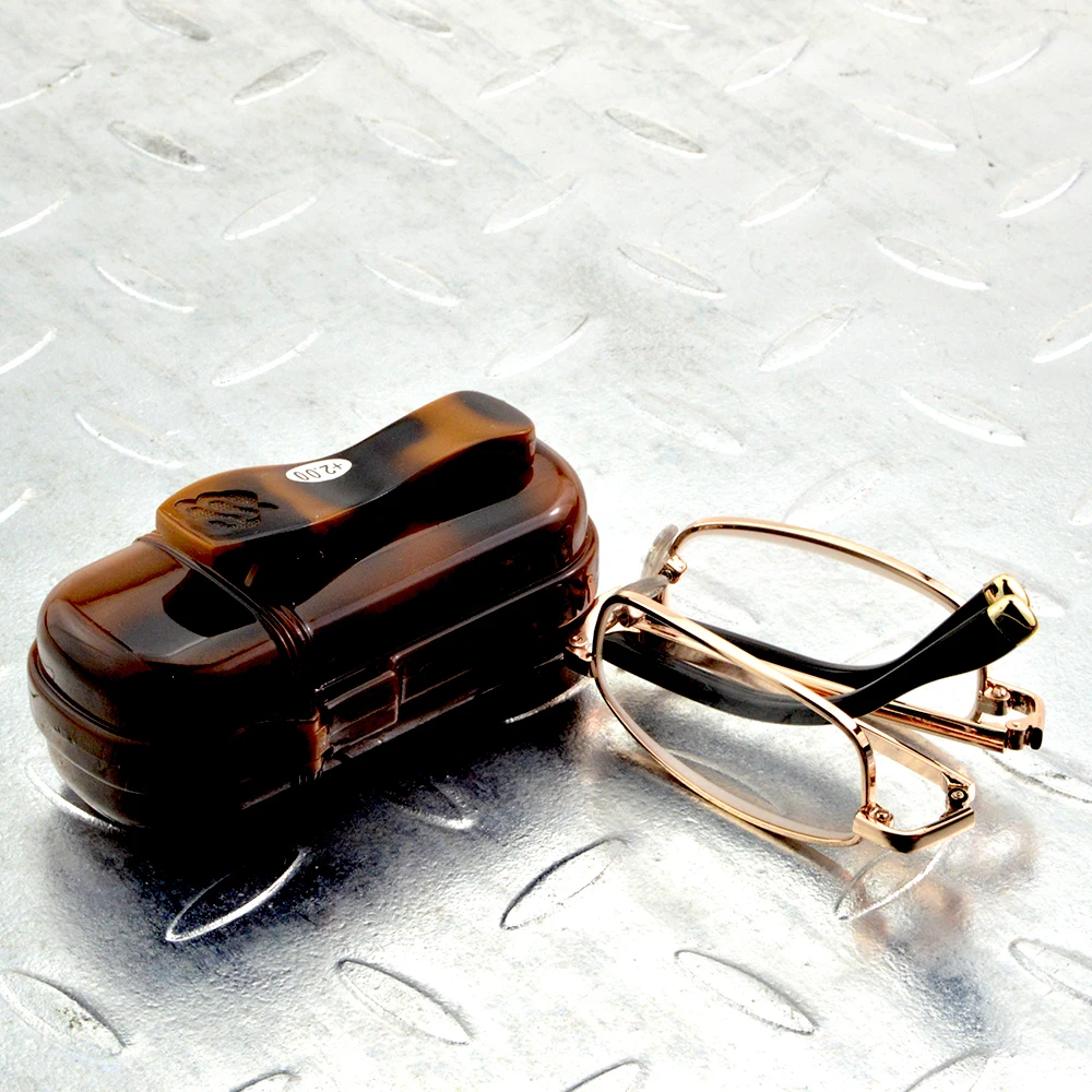 Crystal Lens Folding Foldable Reading Glasses Includes Amber Portable Glasses Case +0.75 +1 +1.25 +1.5 +1.75 +2 +2.25 +2.5 to +6