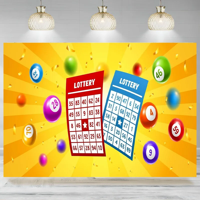 Bingo Night Backdrop Golden Snooker Game Time Cards Coins Contest Casino Winning Ball Man Adults Photography Backgrounds Banner