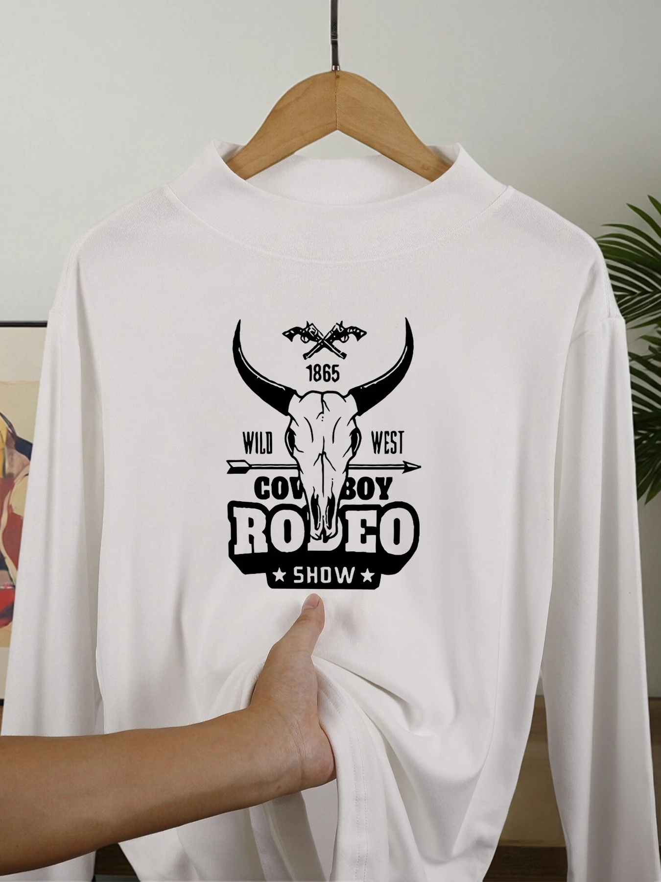 وايلد ويست رود شو يطبع أساسيات قميص طويل الأكمام رجل تمتد قاع القمم جديد رشاقته البلوز الشارع مريح ملابس داخلية