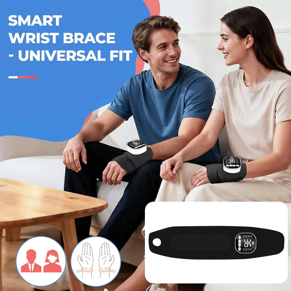 Electric Heating Wrist Massager With Ems And Vibration Therapy_voghion.com