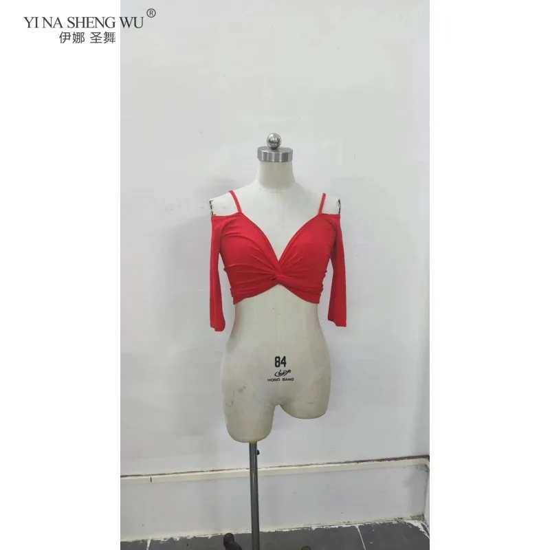 Traje de danza del vientre Oriental para mujer, Top Modal con cordones, ropa de práctica, uniforme de clase de baile ajustado para bailarines femeninas