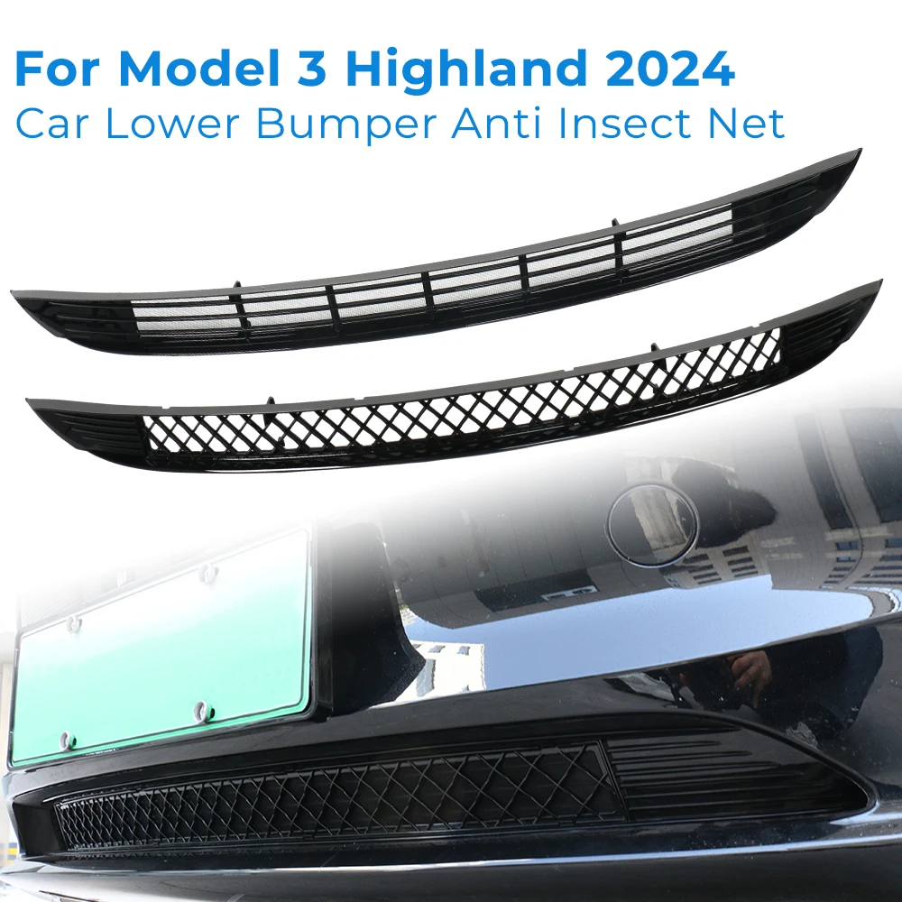 For Tesla Model 3 Highland 2024 Lower Bumper Anti Insect Net Front Anti Dust Proof Inner Vent Grille Cover Insect-proof Guard