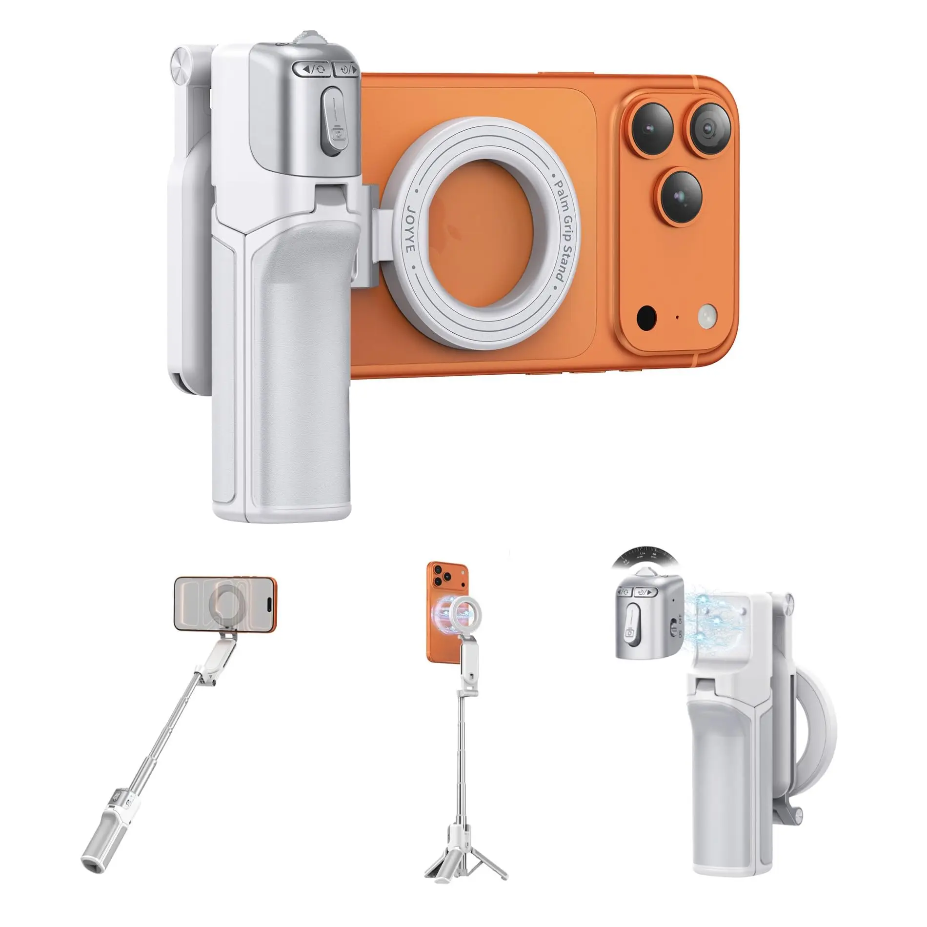 4-in-1 Z3 Magsafe Magnetic Phone Camera Grip with Detachable Wireless Shutter Extendable Selfie Stick Tripod for iPhone Android