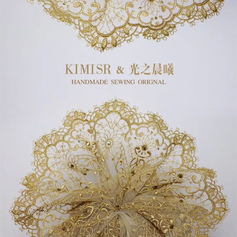 Handmade Special-Interest Design Lolita Style · Heavy Industry Shiny Embroidery Lace Hair Ring Accessories Double Layer