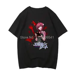 Elfen Lied Japanese Anime T-shirt Graphic Clothing Lucy Waifu Senpai Men Tshirt Casual Short Sleeve Tshirt Cotton Tees