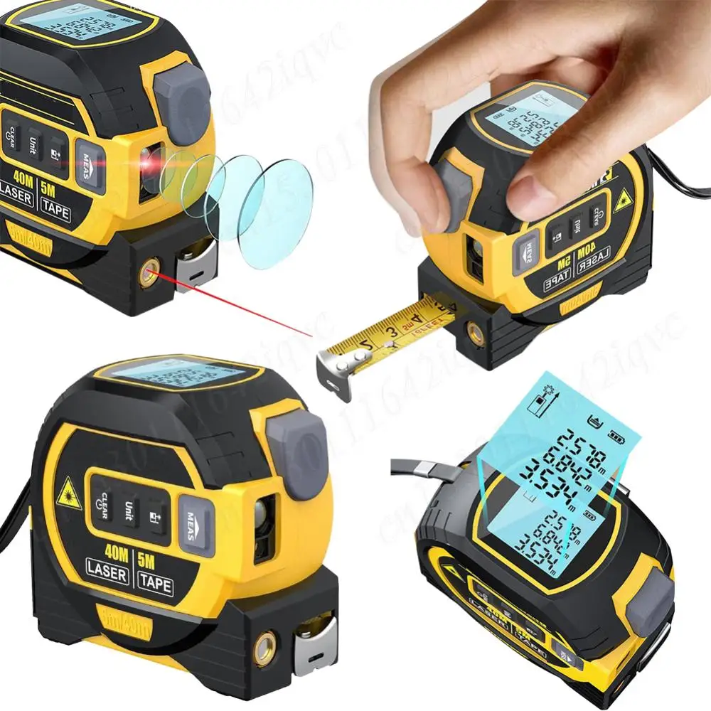 

3 in 1 Laser Rangefinder Multi-Function Digital Tape Measure 5M Tape Measure Ruler Measuring Tool Distance Measuring Tool
