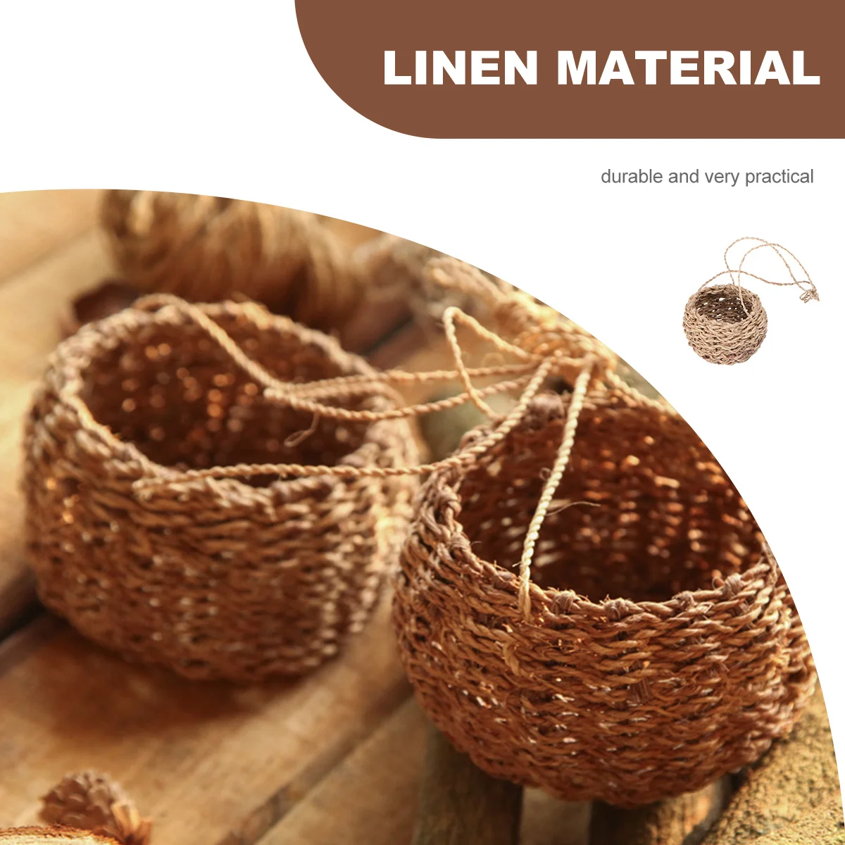 

Hemp Rope Basket Handwoven Storage Bin For Plants Clothes Socks Organizer Home Hotel Restaurant Mini Hemp Storage Basket