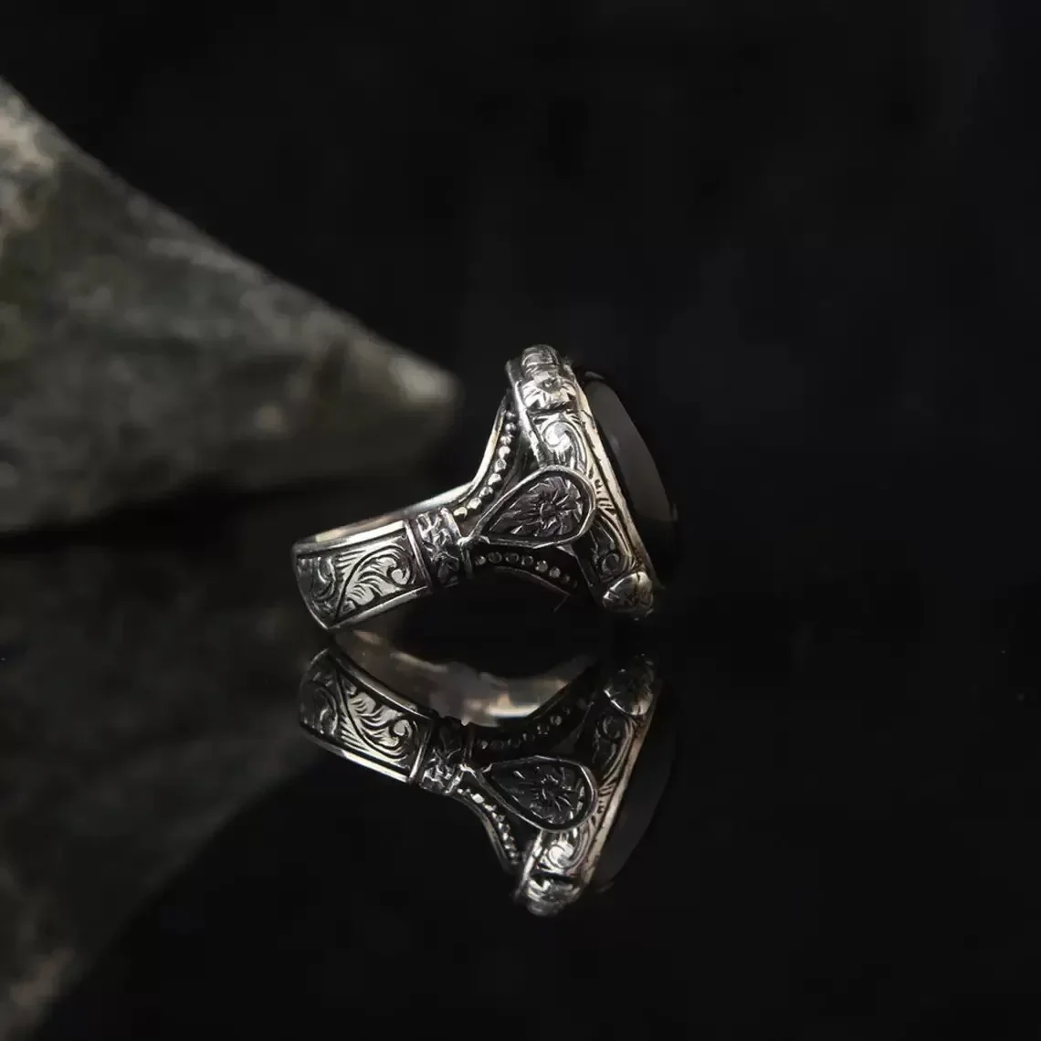 Cincin tua pembuka perhiasan perak Mata Ajaib pria gaya hip-hop