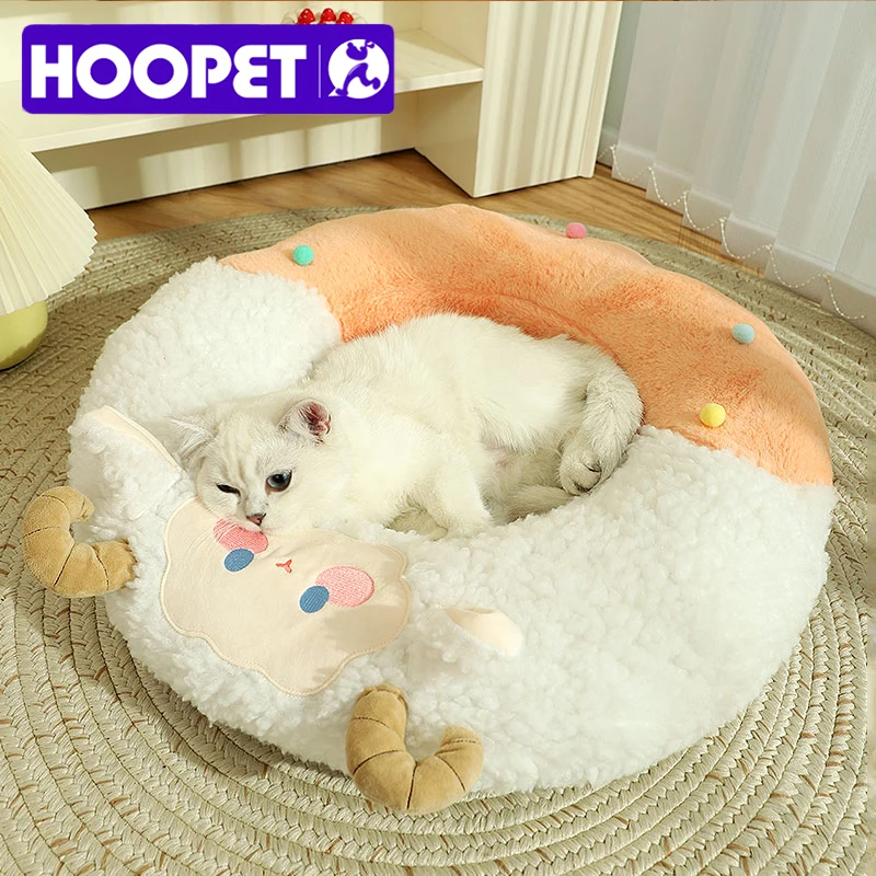 HOOPET Round Cat Nest Indoor Warm Dogs Soft Mat Cats Sleeping Bed Sofa for Puppy Kitten Cushions Basket Pet Supplies