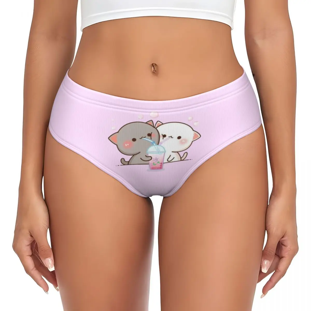 Custom Women Couple Mochi Cat Peach And Goma Panties Comfort Briefs Underwear