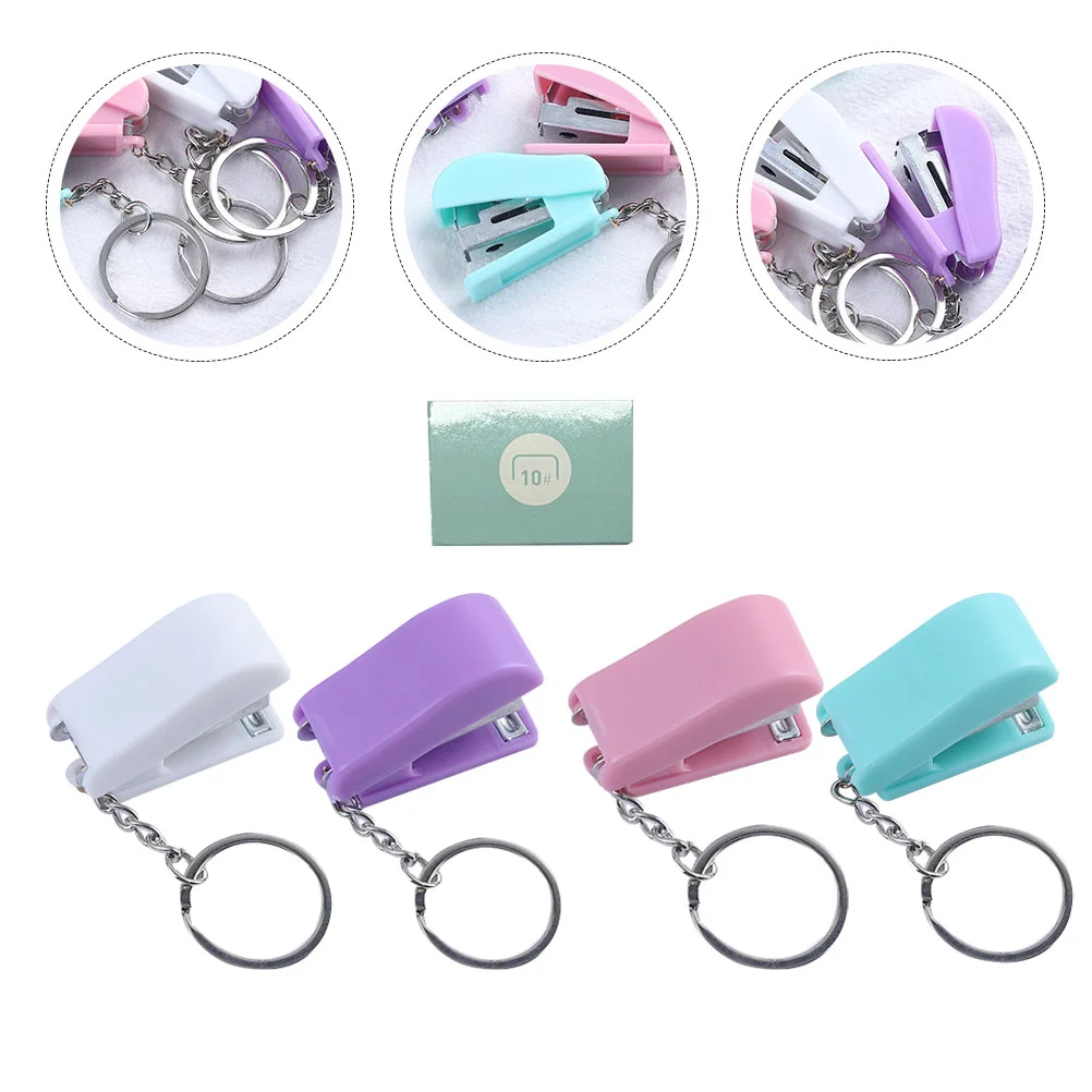 Keychain Stapler Hanging Ring Student Gifts Book Binding Tool Mini Portable Rings Fob