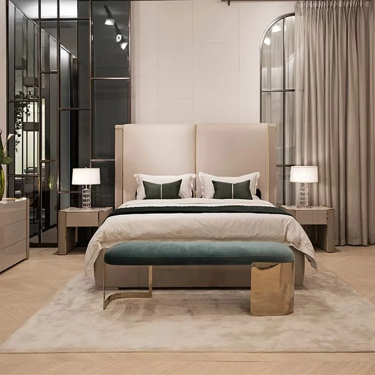 yp-Factory Direct Wholesale Light Luxury Custom Luxury Simple Master Bedroom Double Modern Luxury Bed OEM Bedroom Furniture Set-