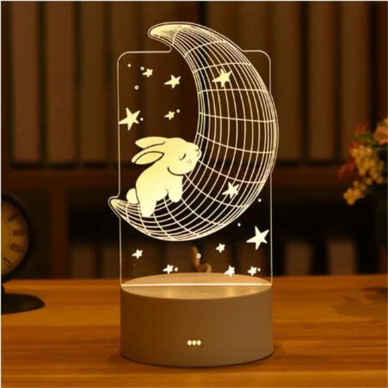 3D Lâmpada Acrílico USB LED Night Lights Neon Sign Lamp Xmas Decorações De Natal para Home Bedroom Aniversário Decoração Presentes De Casamento