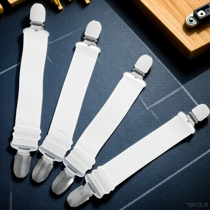 

4Pcs Adjustable Elastic Pant Clips Windproof Snowproof Trouser Fixing Strap Clips Holder Elastic Fasteners Trouser Legs Holders