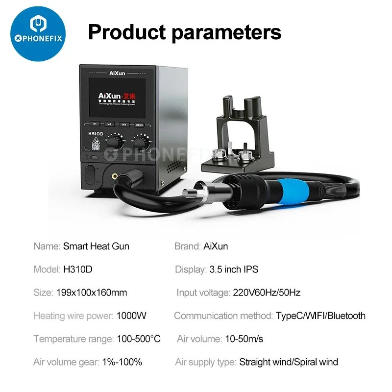 JCID AIXUN H310D Intelligent Hot Air Gun Networkable Soldering Rework Station for BGA Chips ECU IC Soldering Desoldering Repair