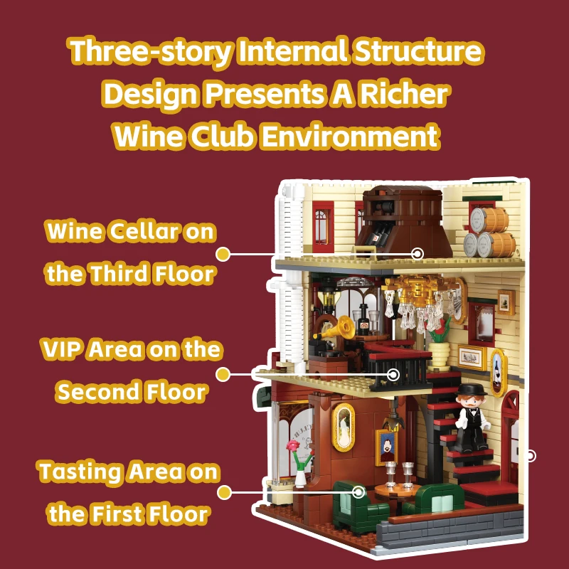 Weekit Medieval Bordeaux Tavern Building Block European City Street Scene Western Town Tavern Shop Brick Toy Adult Gift