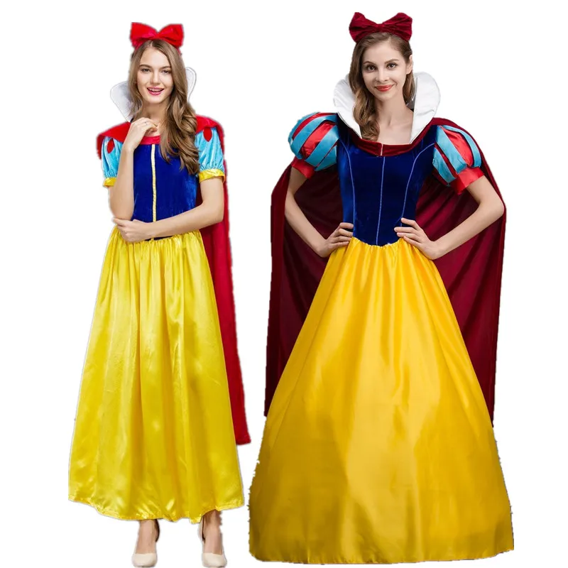 

Adult Fairy Tale Story Snow White Skirt Court Queen Dress Stage Performance Costume Halloween Ball Gown Elegant Polyester Fiber