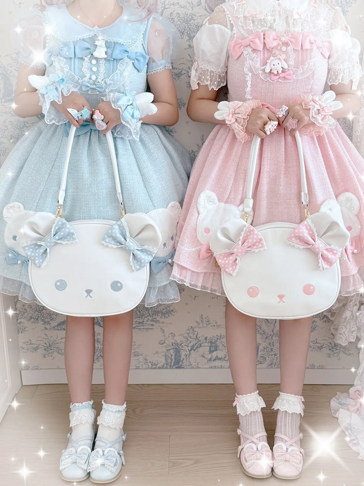 

Japanese Sweet Cartoon Bear Cake Big Head Bags Lolita Shoulder Bag Soft Girl Cute Bow Messenger Bag Portable Tote Bags for Women