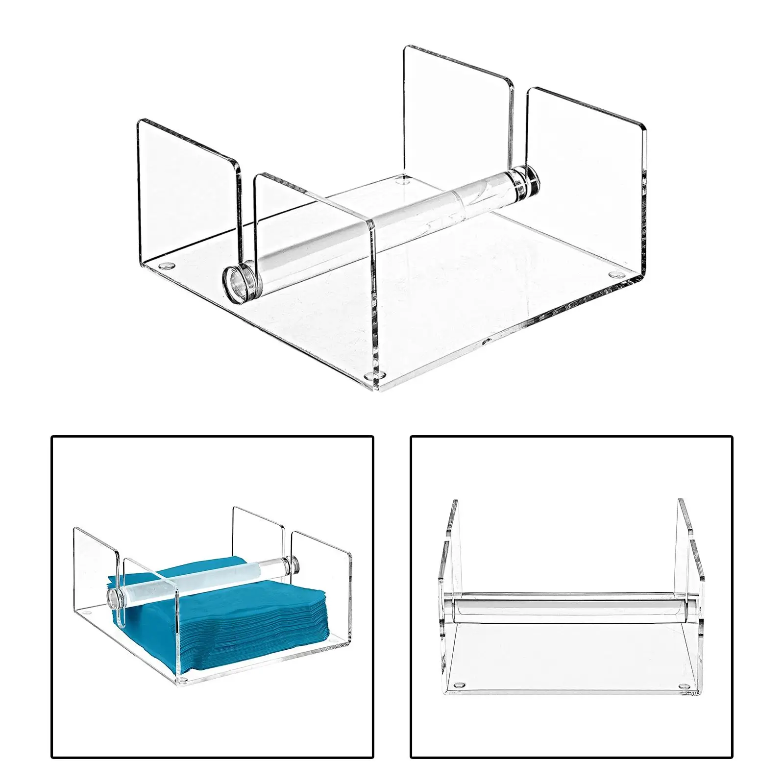 Acrylic Guest Towel Napkin Holder Removable with Center Weighted Bar Clear Storage Tray for Kitchen Buffet Desk Hotel Dinner view 3
