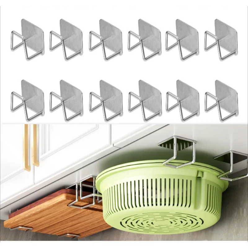 12pcs Stainless Steel  No-drill Drainage Sponge Storage Rack Cabinet Cutting Board Rack - Cabinet Pot Lid Storage Container