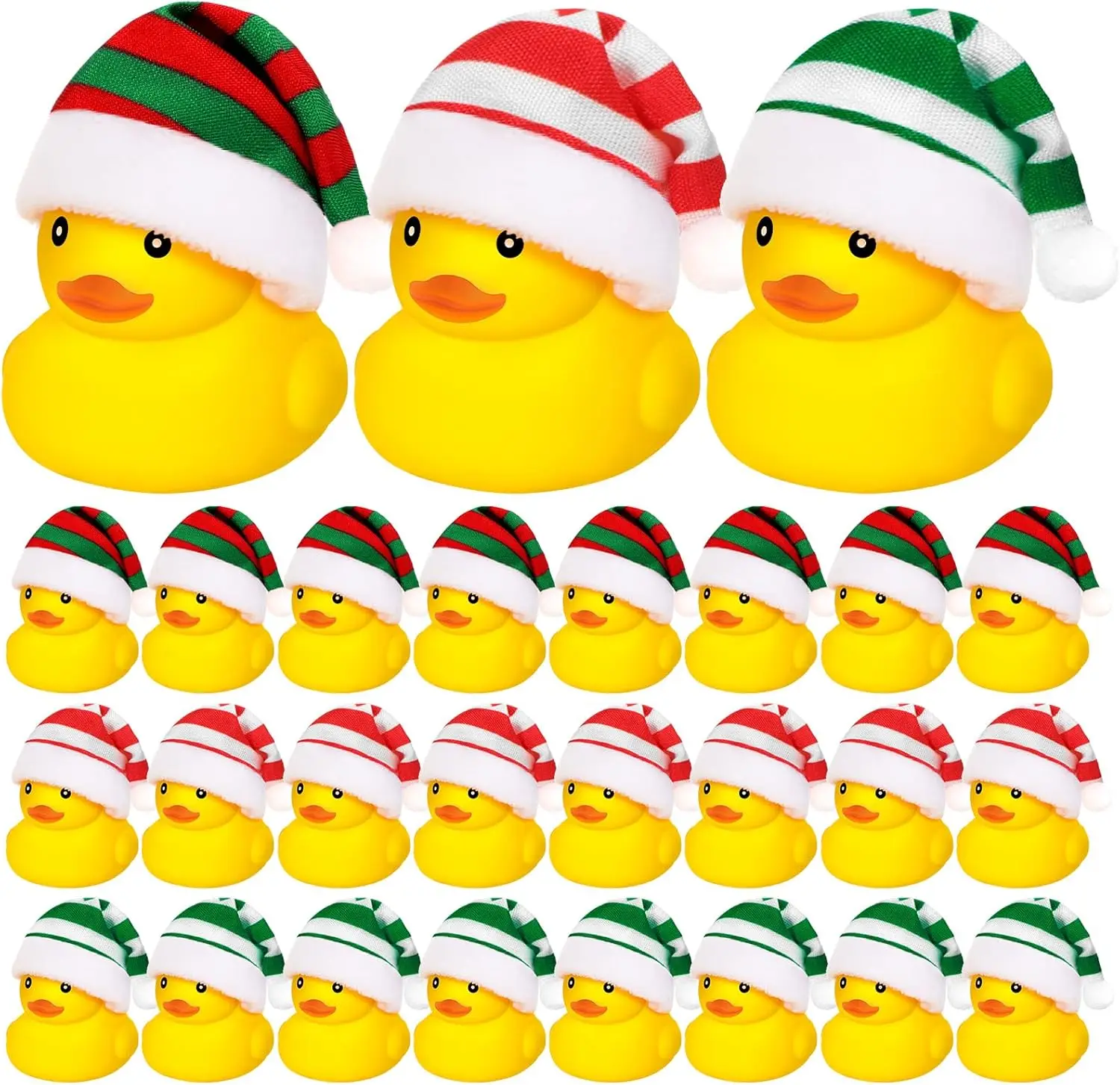 48 Pcs Christmas Rubber Ducks with Christmas Hats Christmas Mini Rubber Ducks in Bulk Christmas Party Favors for Kids Holiday Ru