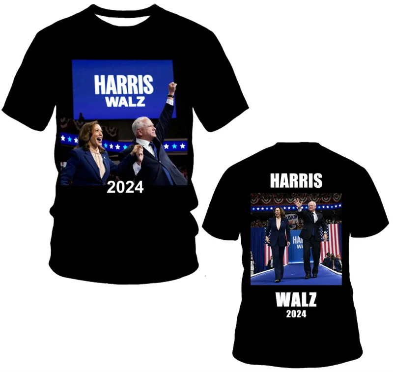 2024 Fashion 3D Vote Kamala Devi Harris Printed T Shirt Madame Vice-president Kamala Graphic T-shirts Vintage New In Tops & Tees