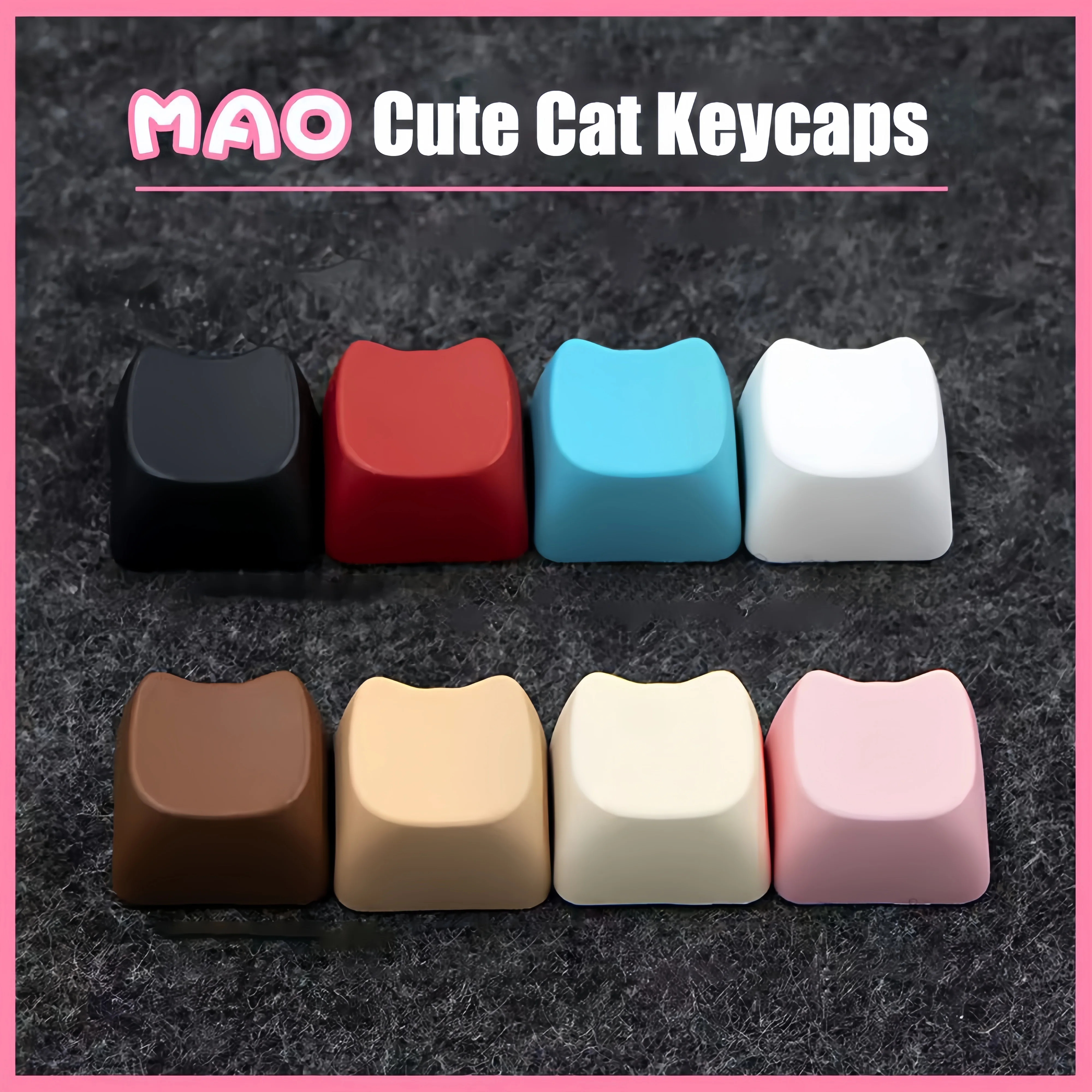 10 шт. однотонные белые колпачки для клавиш MAO с милым котом из ПБТ 1U для пользовательской механической клавиатуры, переключатель с эффектом Холла
