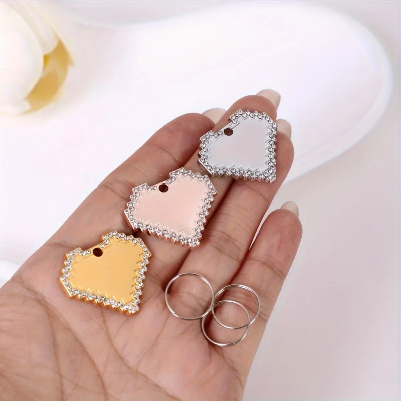 Personalized Dog ID Tag Pet Cat Collar Pendant Crystal Heart Dog Tag Engraved Name Phone Number Address Anti-lost Fashion