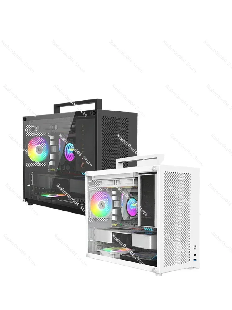 Applicable To  White Matx Main Board SFX Power Supply Medium Tower Side Transparent Desktop Mini ITX Computer Empty Case