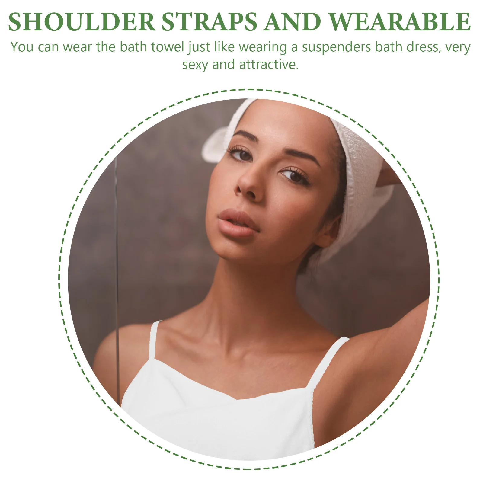 

Adult Women Free Size Microfiber Wearable Shoulder-Straps Bath Towel Bathrobe Bath Dress White Soft Absorbent Shower Wrap