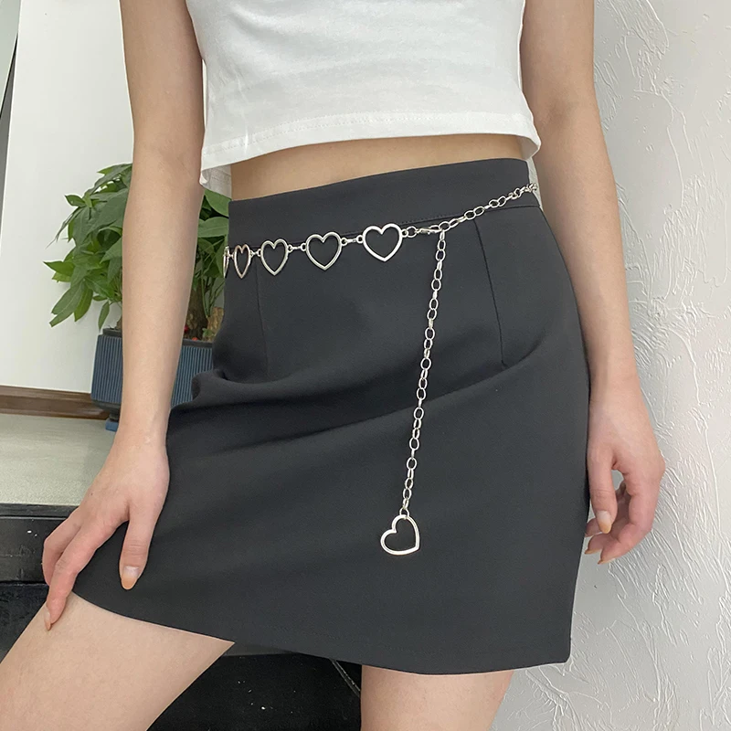 Love Waist Chain Versatile Waist Belt Women's Decorative Dress with Waist Closure Dress Trousers Heart shaped Chain Summer Acces