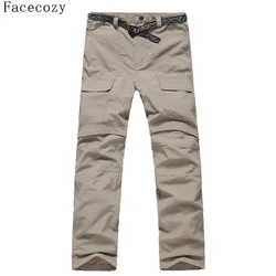 Facecozy New Men Summer Quick Drying Hiking Trekking Pants Male Removable Camping Pant Outdoor Ultra-thin Fishing Trousers