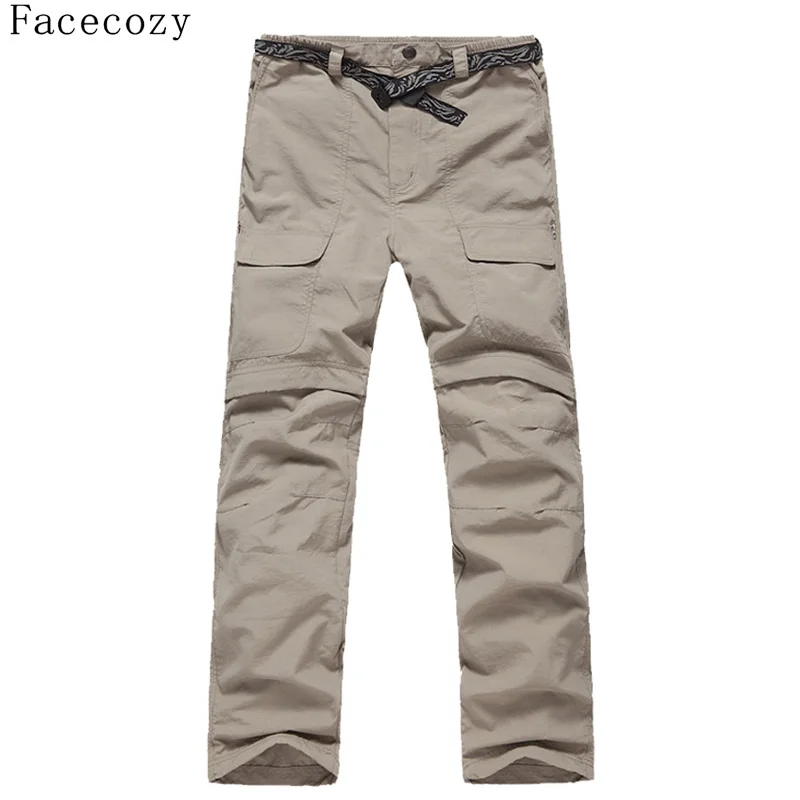 Facecozy New Men Summer Quick Drying Hiking Trekking Pants Male Removable Camping Pant Outdoor Ultra-thin Fishing Trousers