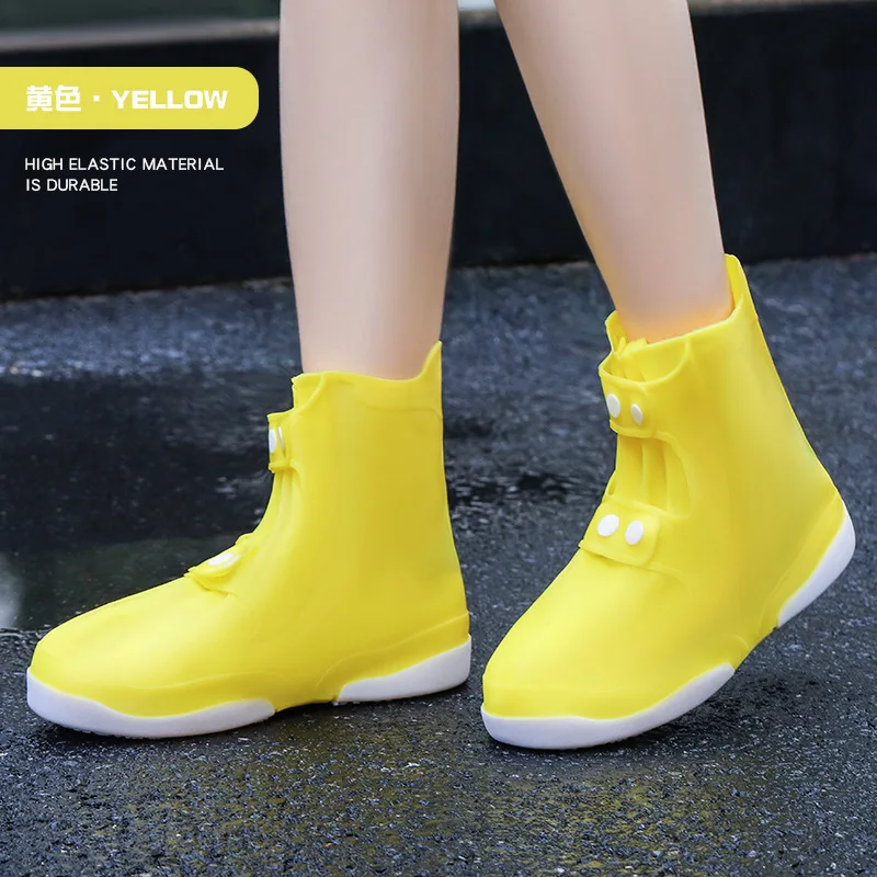 Reusable Waterproof Overshoes Men Women TPE Shoes Covers Thicken Shoe Protector Durable Transparent Rain Shoe Covers With Button