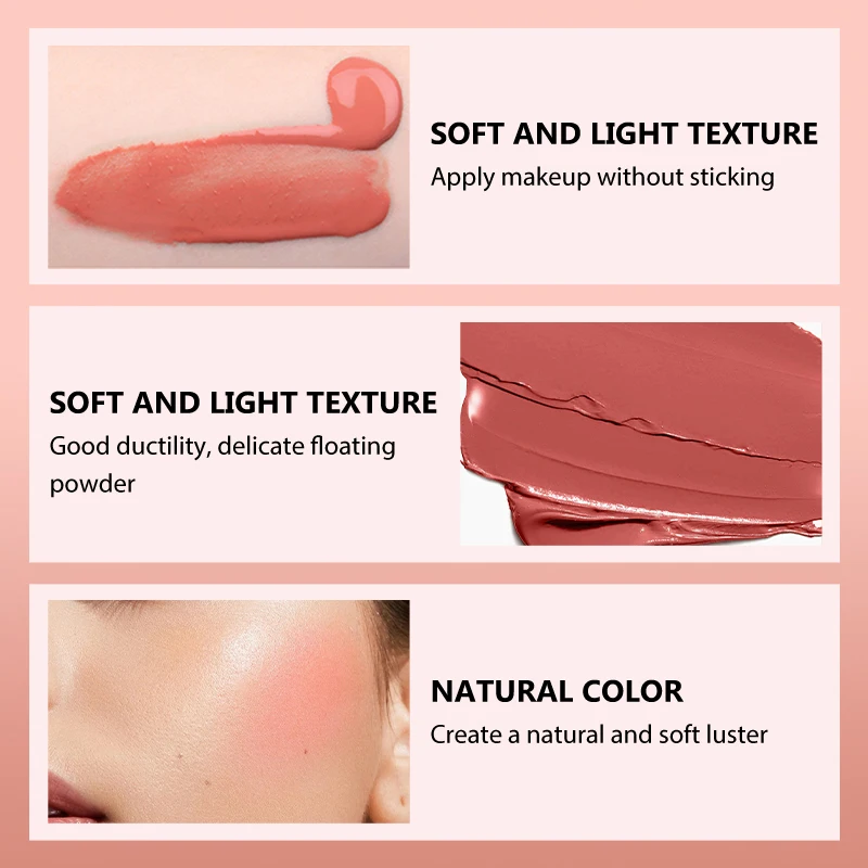 LOTTIEYA Face Mousse Liquid Blush Pigment Natural Lightweight  Brightening Blusher Cheek Peach Silky Texture Makeup Cosmetics