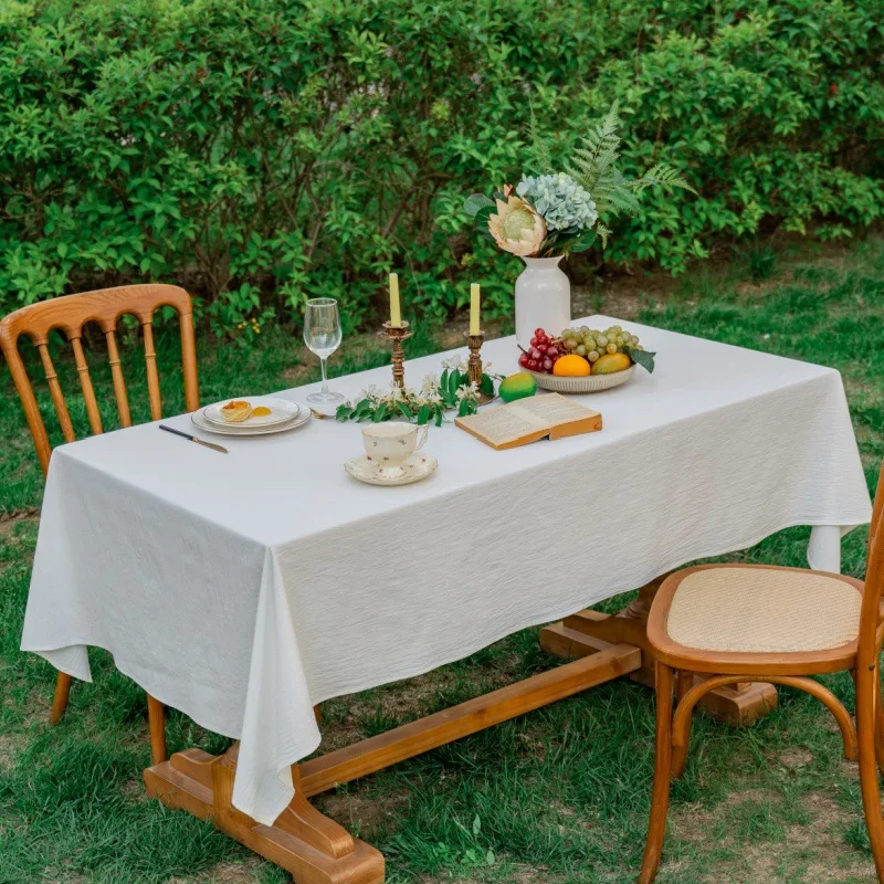 

Natural Cotton Tablecloth Rectangle, Luxury Resistant Durable Farmhouse Table Cloth for Dining Party Christmas Weddings Birthday