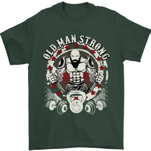 Old Man Strong Gym Age Bodybuilding Mens T-Shirt 100% Cotton